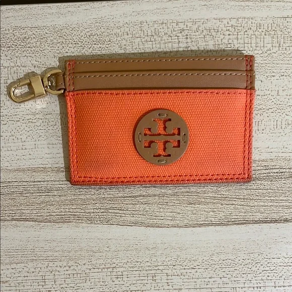 Tory Burch Orange and Tan Card Holder - Picture 1 of 6